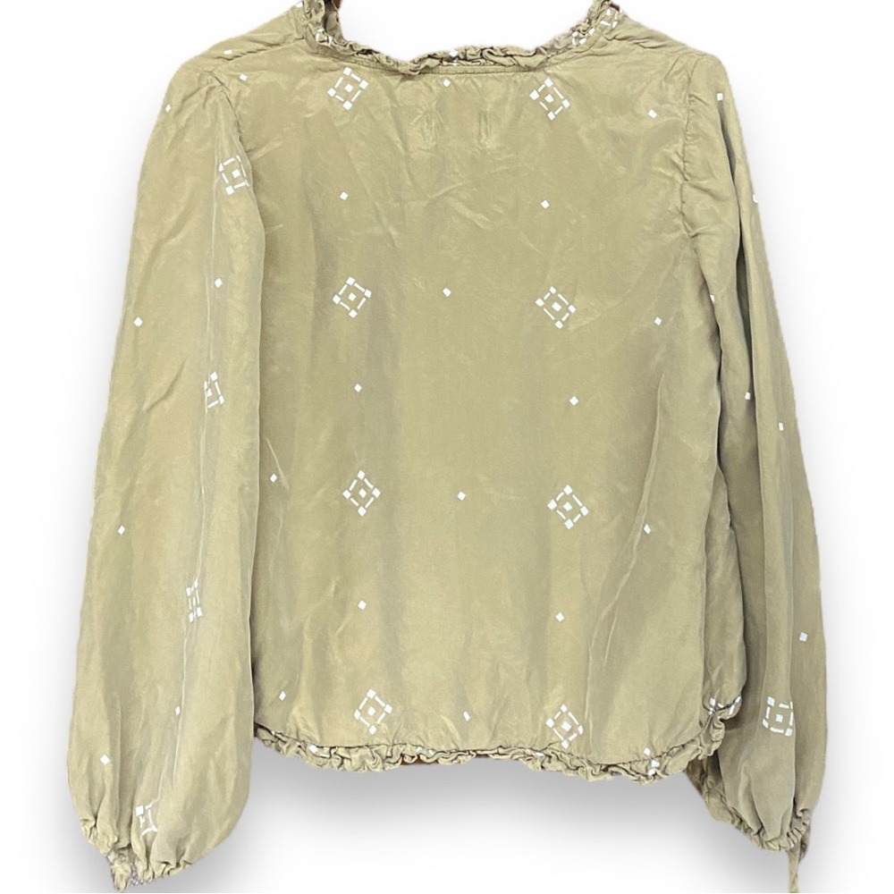 Anthropologie Sancia Tan Carmela Tie Neck Top Small - Picture 4 of 4